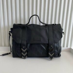 Black Leather Messenger Bag - Sleek Everyday Carry